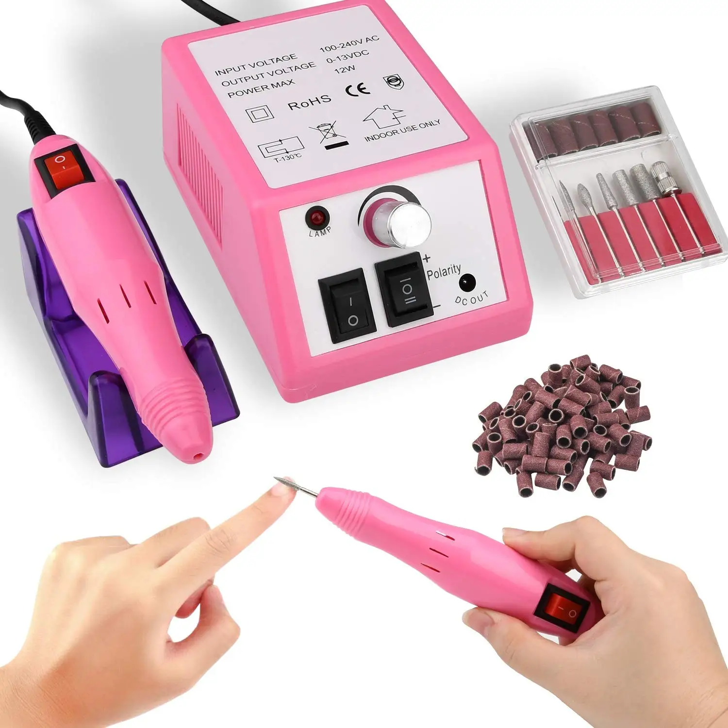 

Professional Portable Nail Drill Electric Nail Drill Machine Manicure 20000 rpm with Bits Set Nail Drill, Black,white,pink