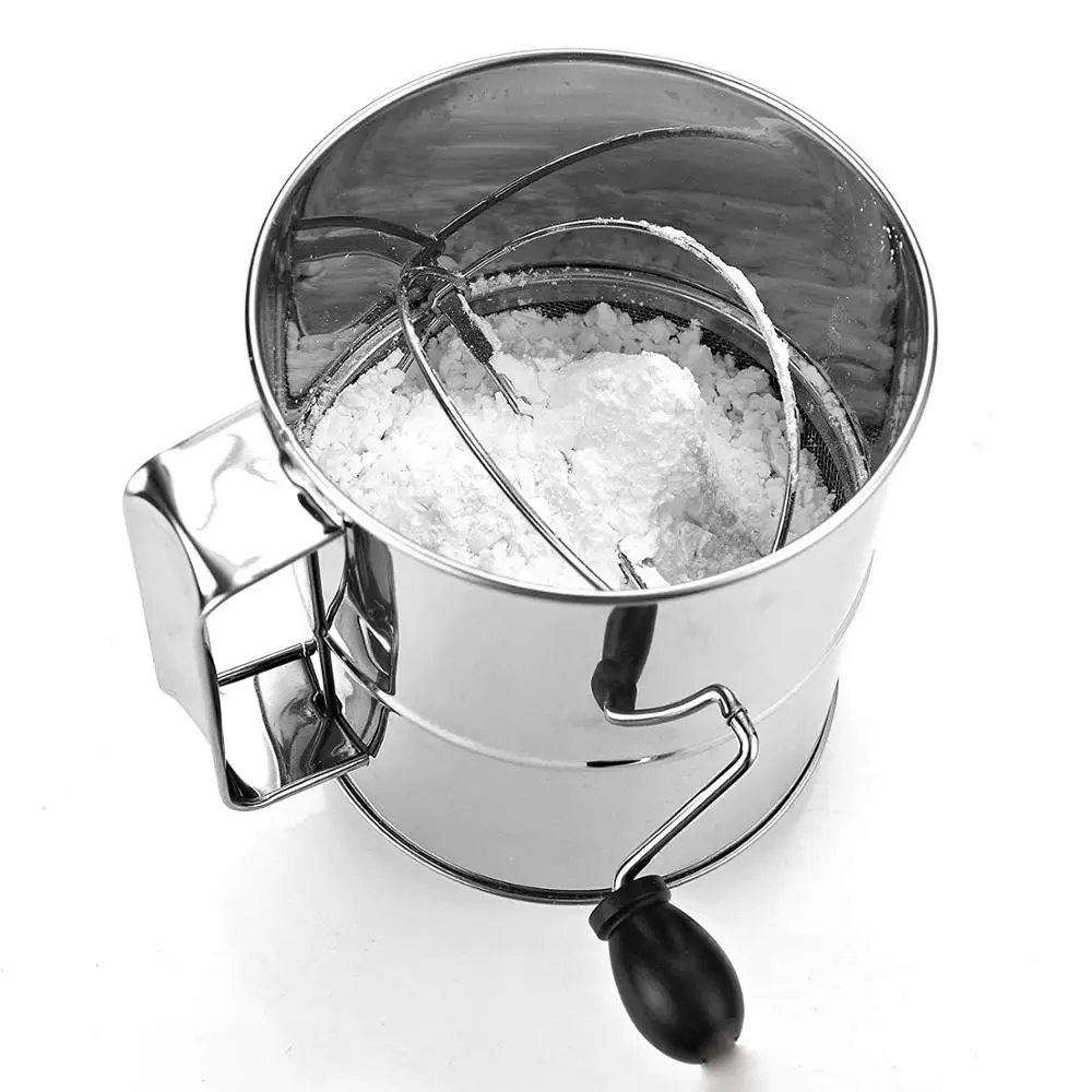 

4/8 Cup Capacity Manual Flour Sifter With Crank Handle Stainless Steel Flour Sifter