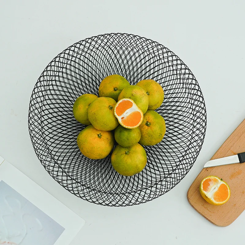 

Hot Sale Wire Mesh Bowl Wholesale Black Wrought Iron Metal Wire Fruit Bowl, White
