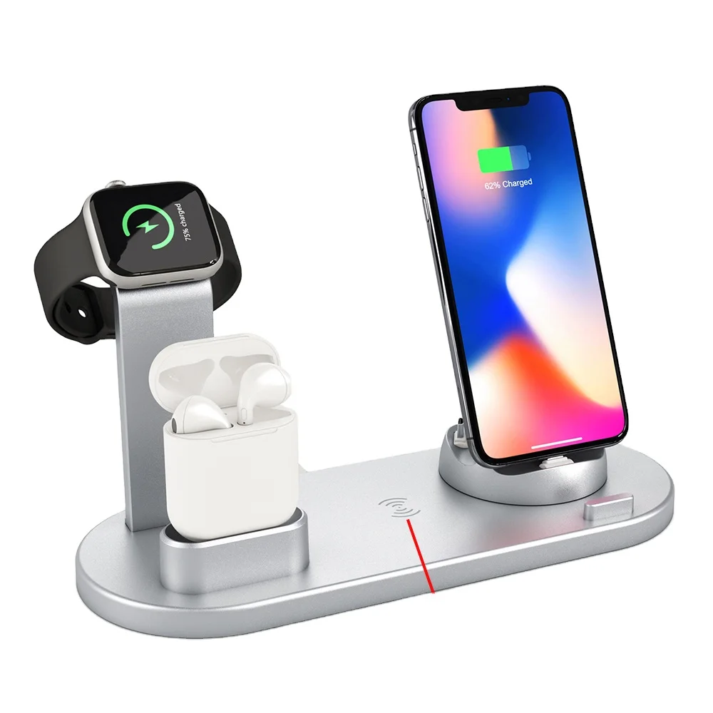 

Factory Price Portable fast multifunctional J970 Wireless Charging Station dock 6 in 1 for earphone smart phone watch charging s