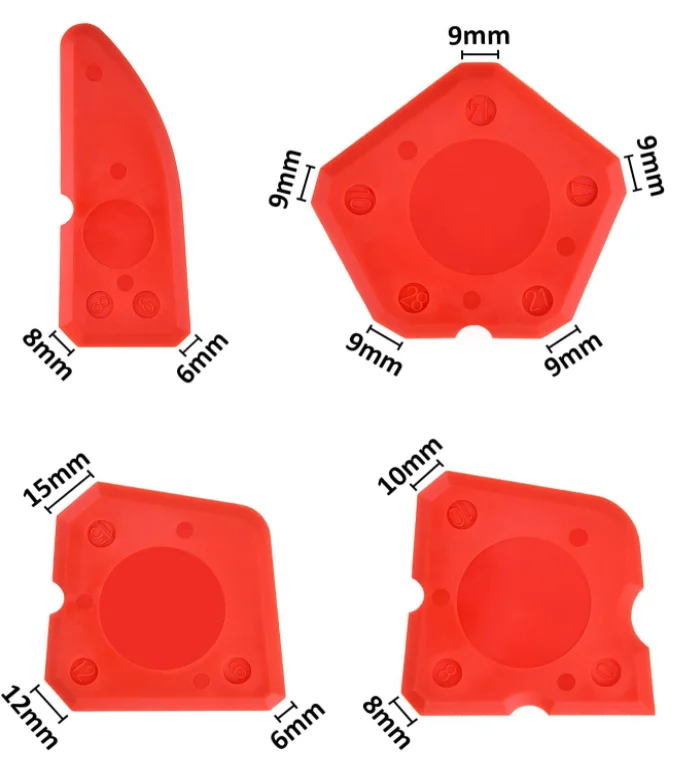 4 Pieces Caulk Tool Kit Sealant Silicone Finishing Tools Caulking Tools for Silicone Sealant Grout Finishing Sealing (Red)