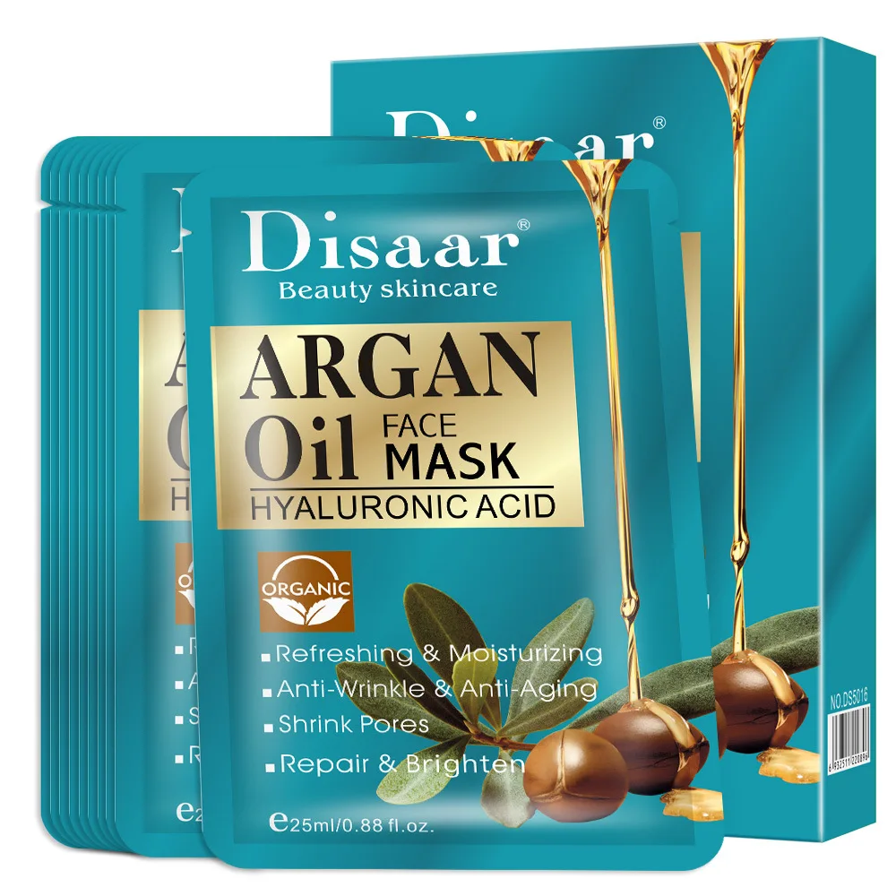 

10 Pcs Per Box Sheet Facial Mask Skin Care Natural Moisturizing Anti Aging Repairing Brightening Argan Oil Face Mask