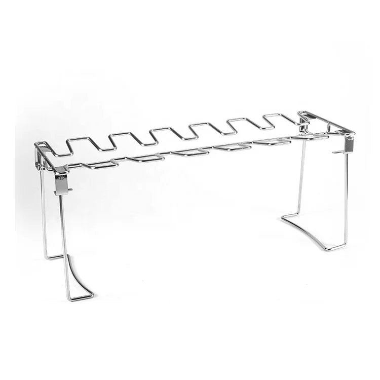 

Stainless Steel Roaster Stand Hang Up to 14 Chicken Legs or Wings Chicken Leg Rack, Sliver