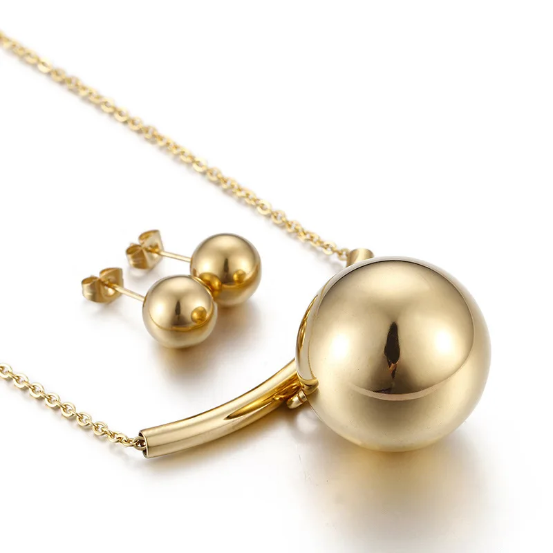 

HongTong Factory Sale Stainless Steel Jewelry Sets Necklace Dubai 24k Gold Earrings Jewelry Set