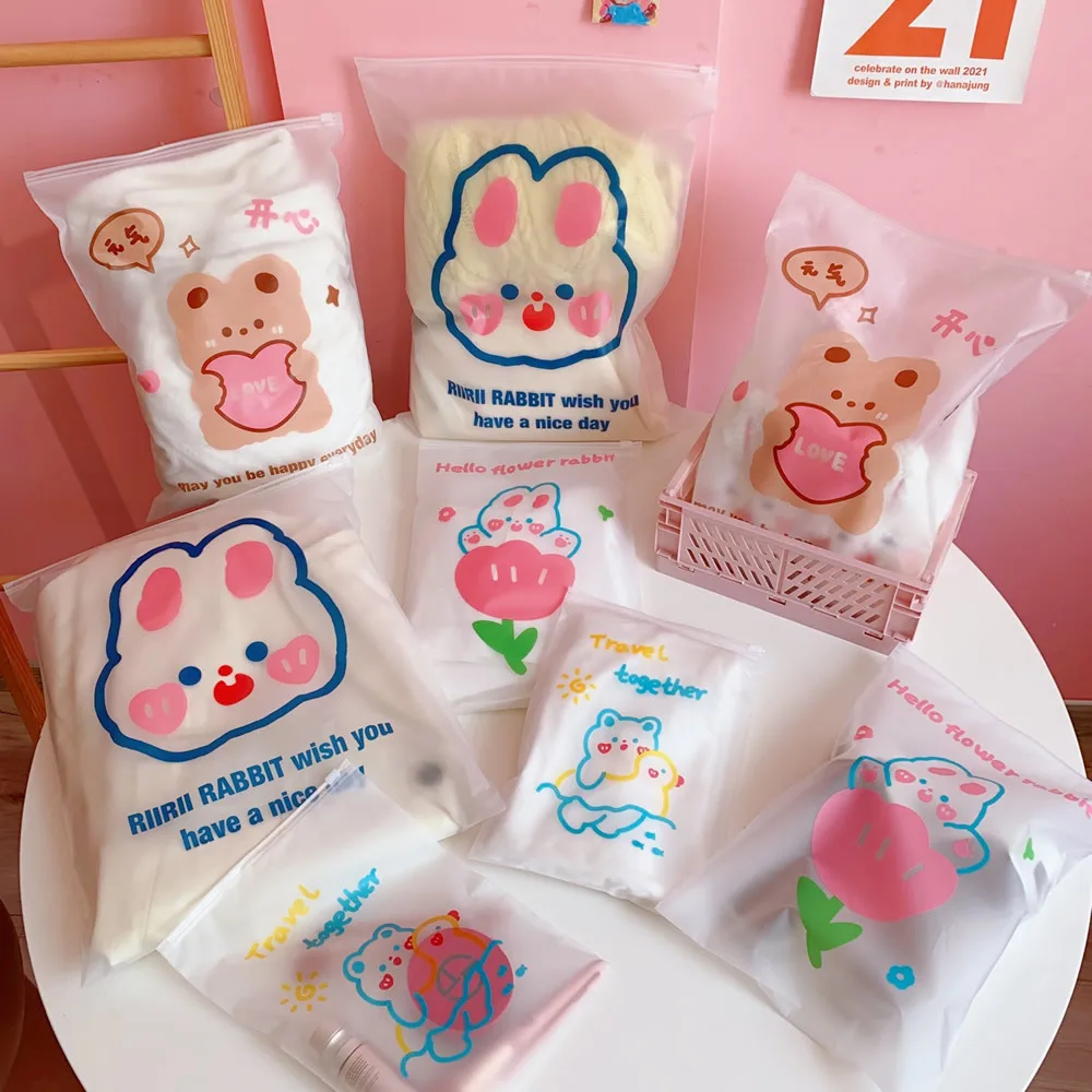 

Kawaii Storage Bag Sealed Clothes Transparent Finishing Storage Bag for Baggage Classification Portable