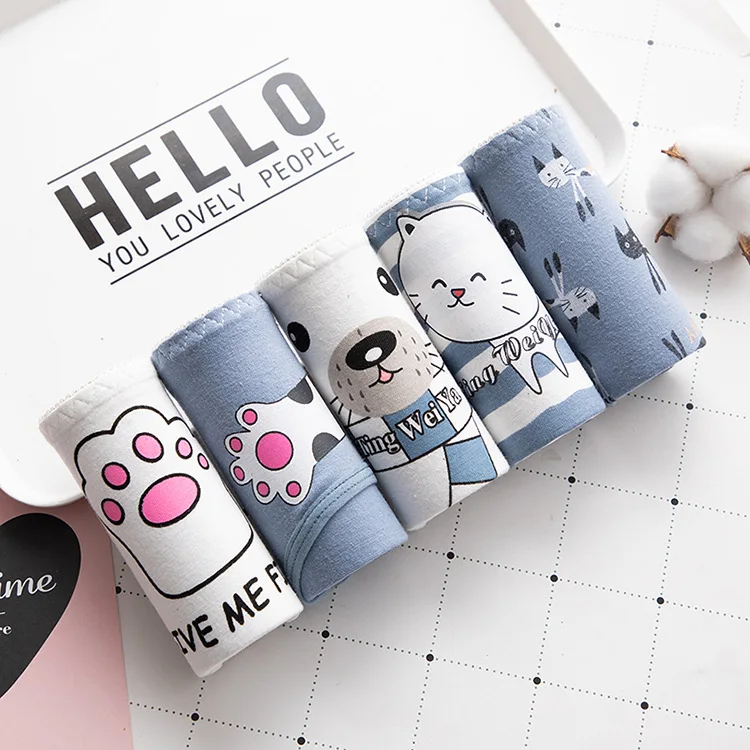 

The latest cute cartoon printed girls' panties mid-waist breathable 100% cotton women's briefs