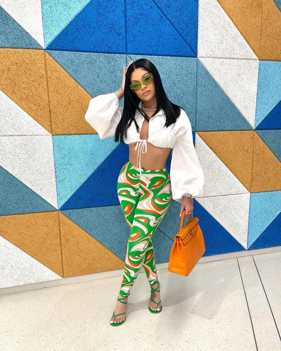 

2021 Summer New fashion Swirl Print Stitching Slim Colored Tight Pants leggings for women 2 Piece Long Set