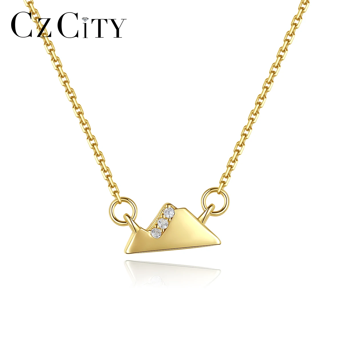 CZCITY Factory Wholesale Cubic Zirconia Gold Pendant Necklace Lin Chain Girls Jewelry