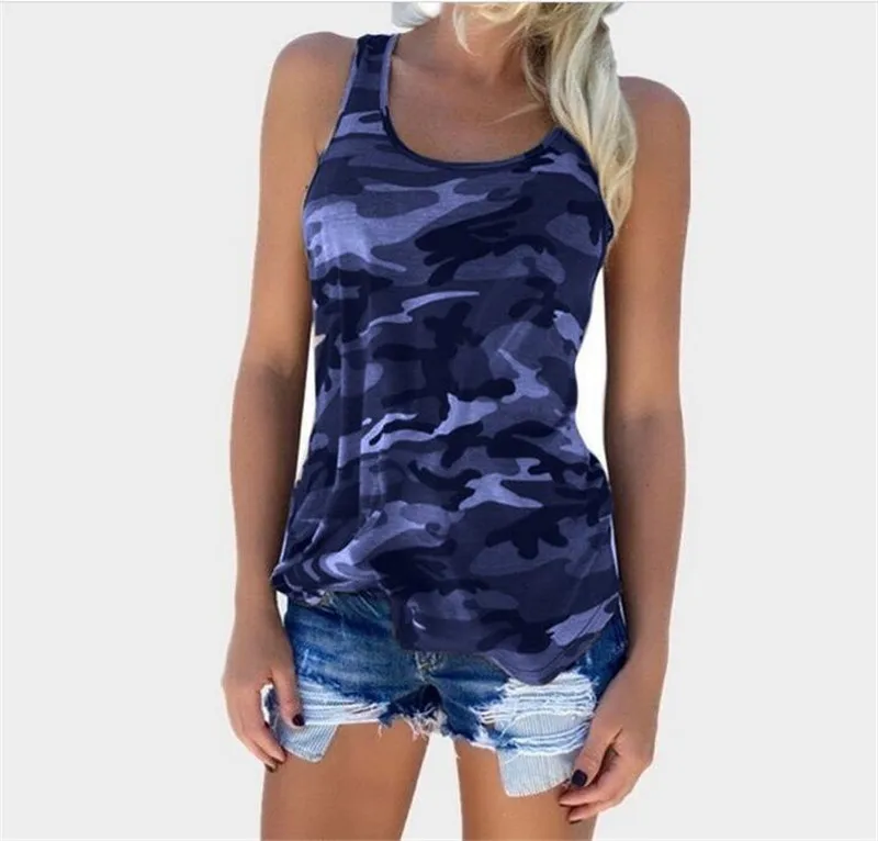 

wholesale summer new camouflage fashion all-match sleeveless backless vest T-shirt women girl, 7colors