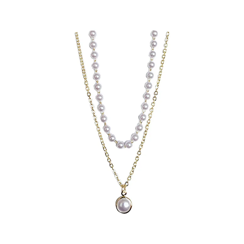 

Layer Fashion Jewelry Gold Beads Pearl Necklace Choker for Women