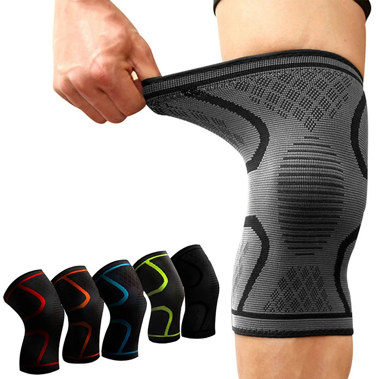 

Powerlifting Knee Brace Guard Knee Compression Sleeve Support, Green, orange, black