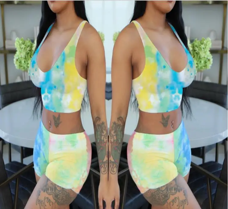 

Stock New Fashion Night club Short Sleeve Clothes V Neck Ladies 2 Piece Pants Set Women Clothing swimsuit ladies plus size swimwear