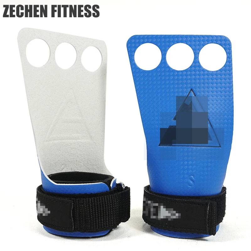 

In Stock 4 Dollars Per Pair Crossfit carbon fiber 3 holes blue Gymnastics Gym Hand Grips for Sale from Crossfit Supplier