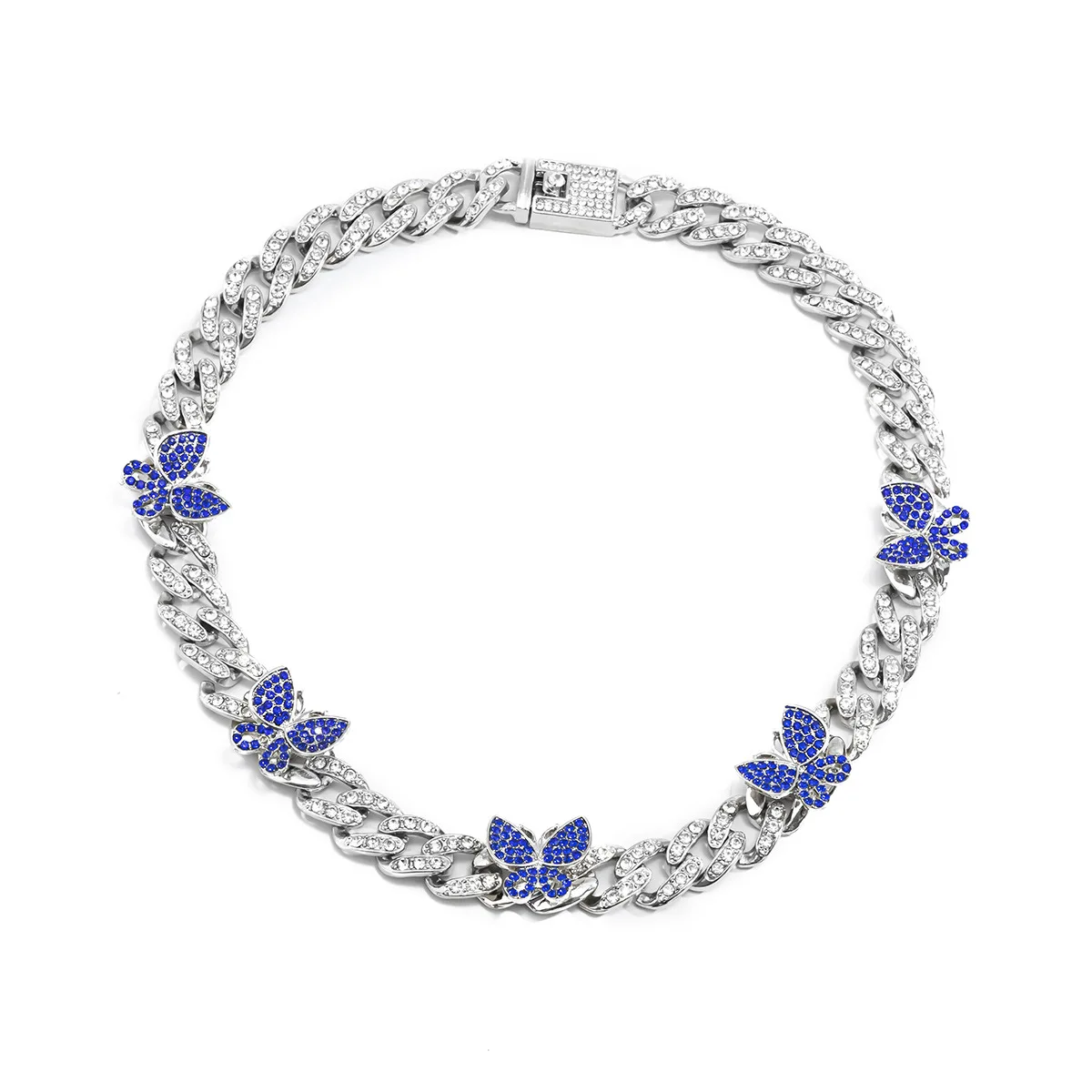 

European and American simple micro set small butterfly necklace female retro national wind Cuba full diamond necklace, Gold