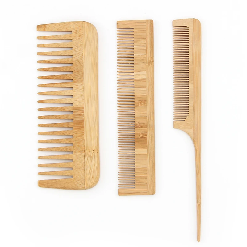 

Professional 3PCS Hot Selling Natural Rat Tail Comb Wide Tooth Comb Eco-friendly Wooden Bamboo Hair Comb Set