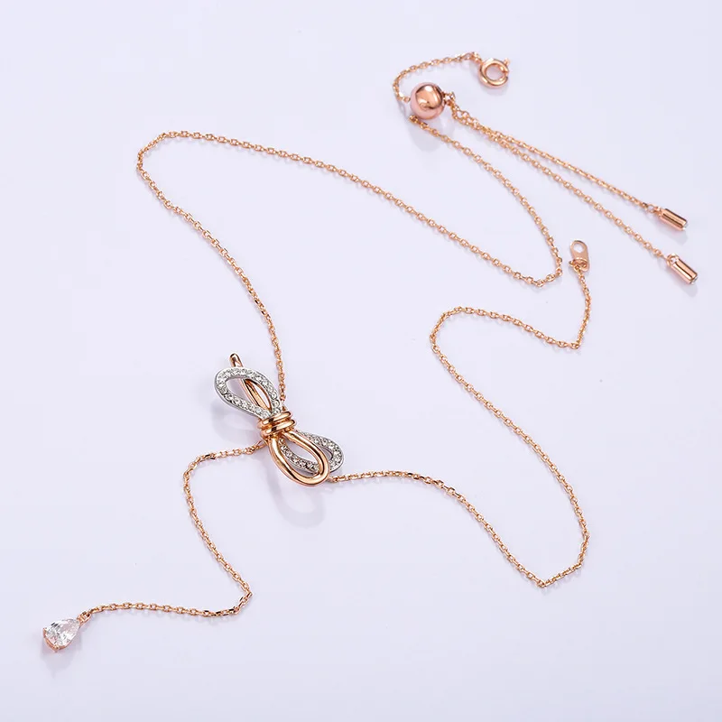 

JuHu Bowknot Female Trend Su Y-shaped Clavicle Chain Necklace Long And Short Chain Necklace, C09