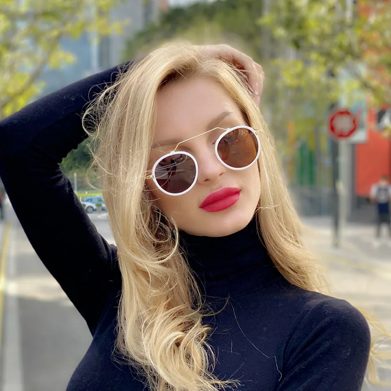 

SKYWAY Brazil Hot Selling Women Vintage Round Sunglasses Custom Designer Metal Alloy Frame Sun Glasses For Ladies