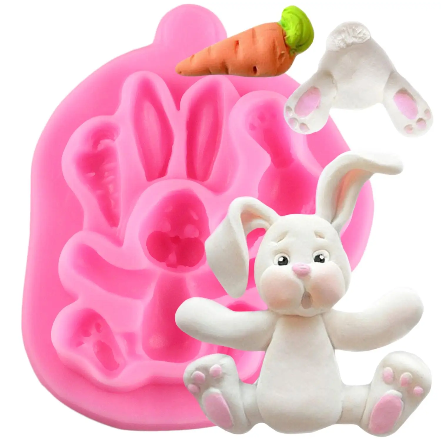 

3D Bunny Silicone Mould Rabbit Easter Fondant Cake Molds Cupcake Tools Confeitaria Kitchen Accessories