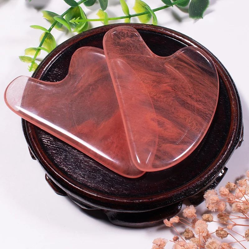 

2020 Amazon Hot Selling Facial Massage Tool Body Massager Watermelon Red Stone Heart Shape Gua Sha Scraping Tool