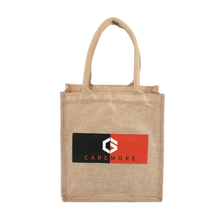 

eco friendly reusable jute tote bag custom printed logo jute burlap shopping bag