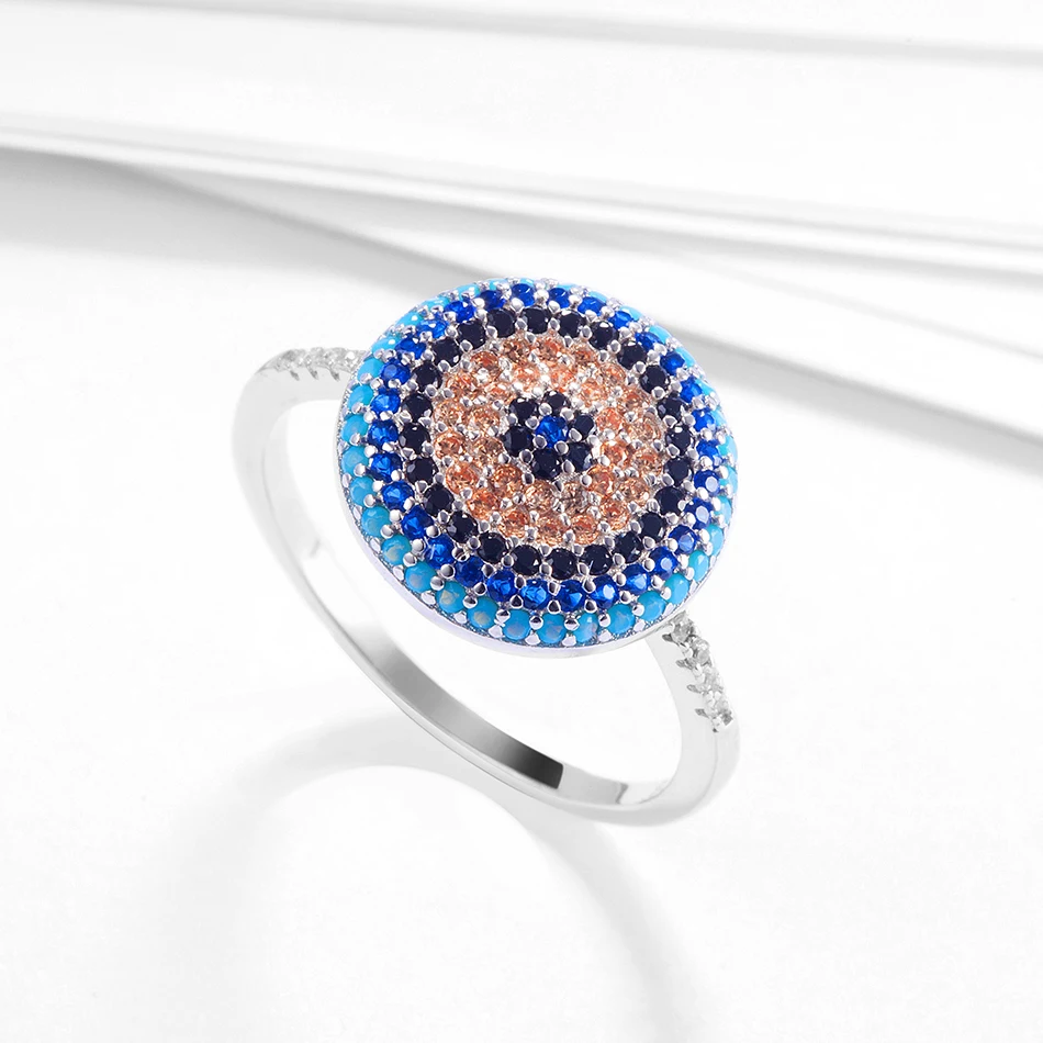 

Fashion ring women cubic zircon Lucky Blue Eye Finger Rings for Women Fashion Silver Jewelry Gift
