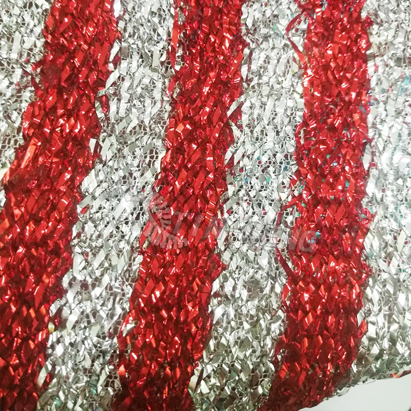 Red N White Stripped Tinsel Fabric From Tin Seng Fabric Manufacturer In