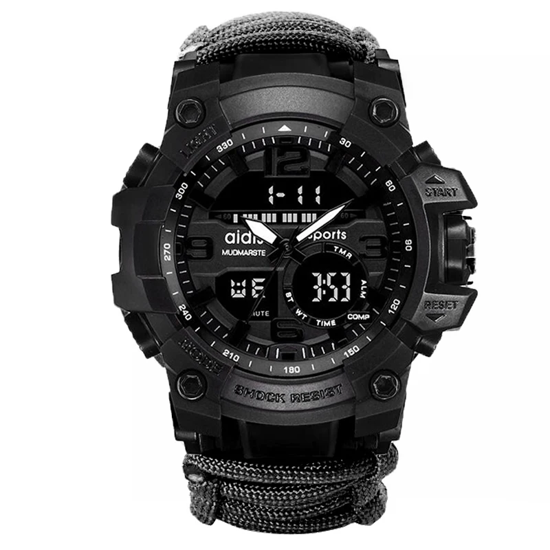 

Digital Sport Paracord Survival Bracelet Watch - Waterproof Emergency Military Adjustable Watch