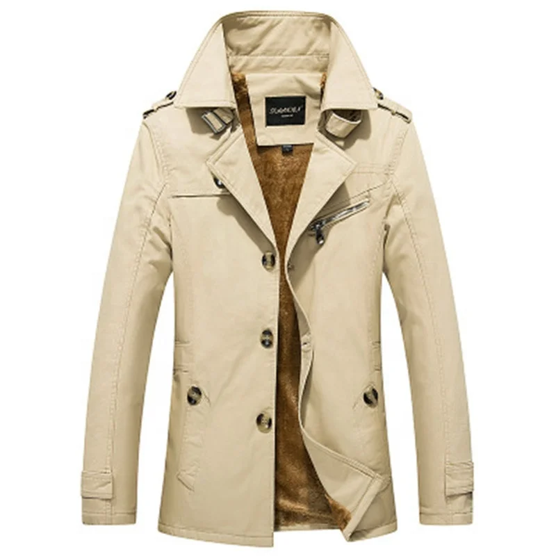 

Thicken Long Slim Oversize Men's Jackets, Black/light khaki/army green/dark khaki/blue