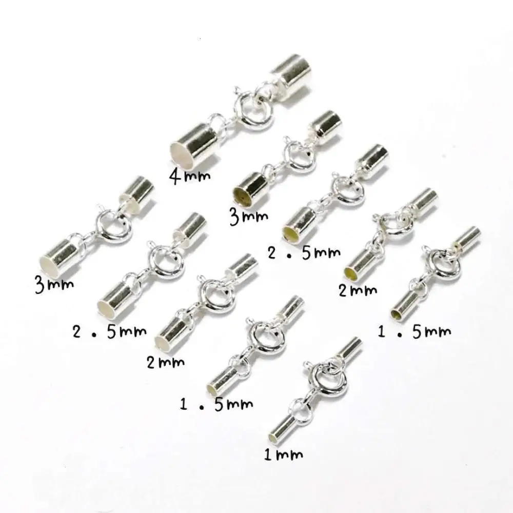 

S925 Sterling Silver Accessories Sterling Silver Tube Leather Cord End Clasps