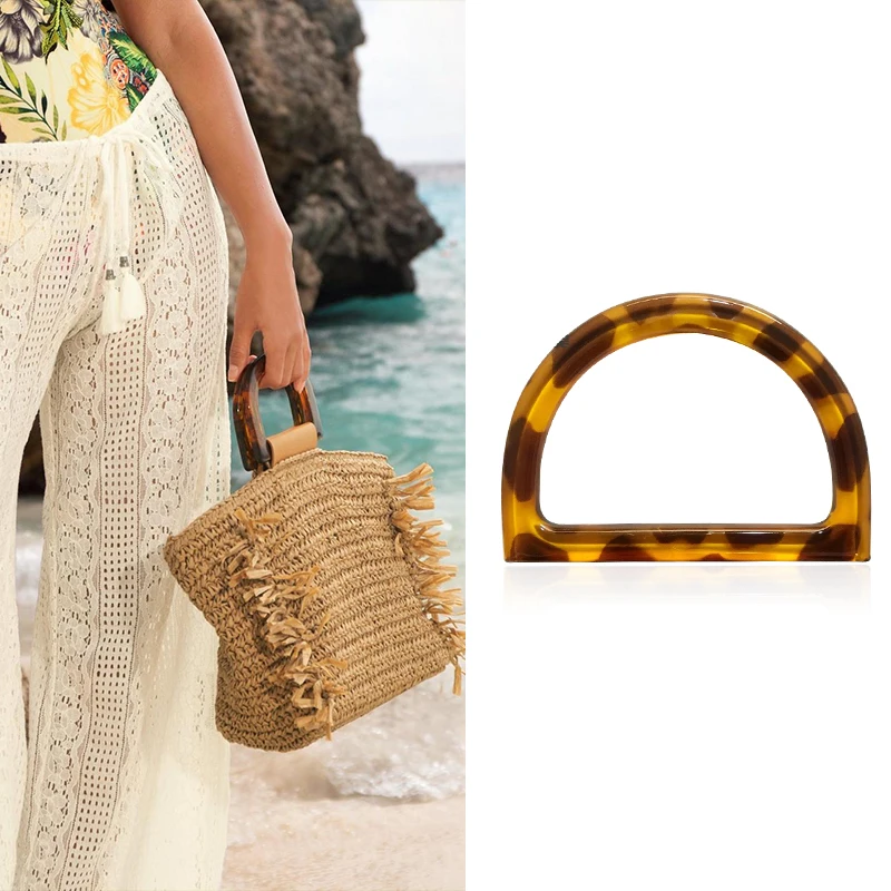 

Factory Wholesale Round Accessories Acrylic Lastic Camel D-ring Circle Resin Handle For Crochet Woven Handbags