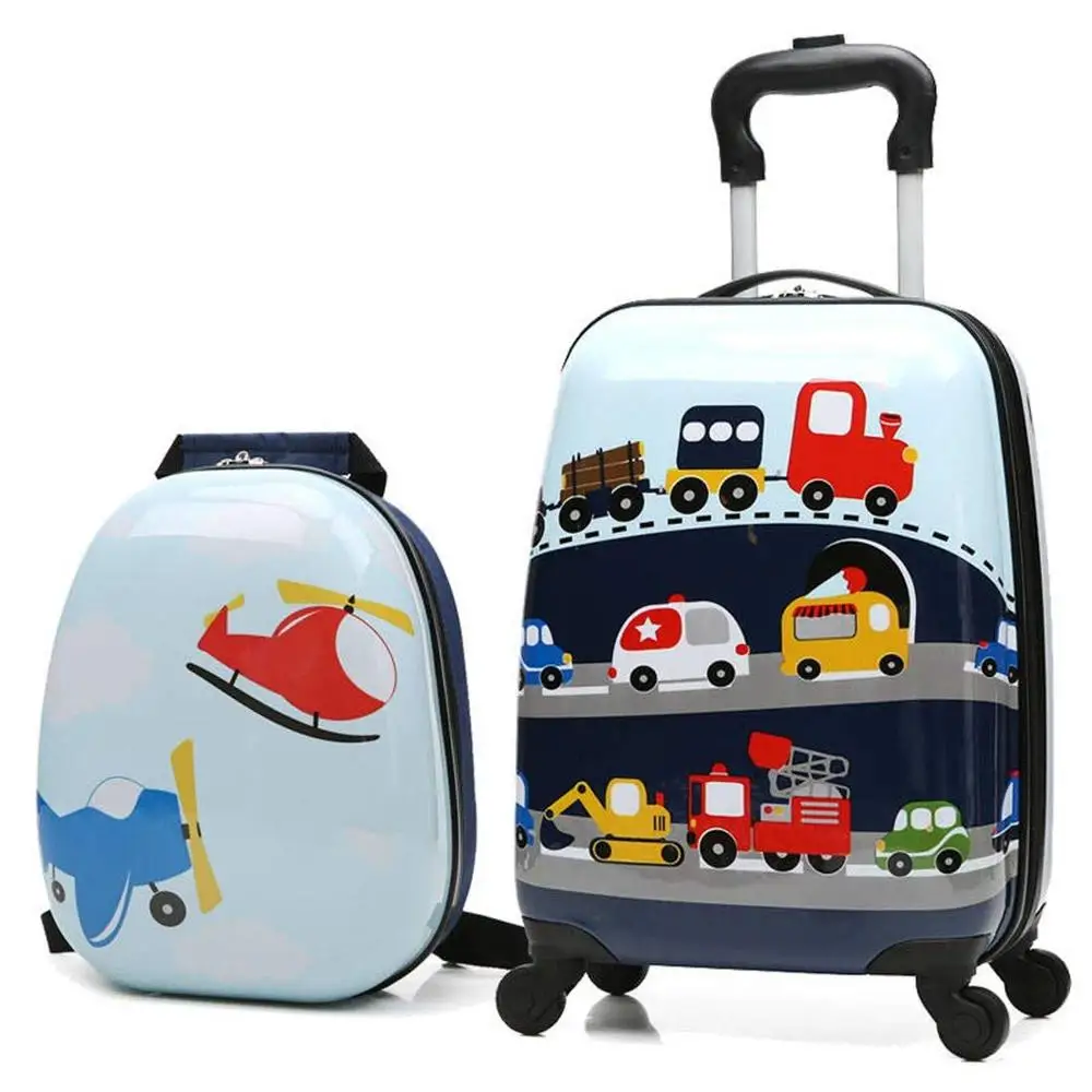 

2PC kids abs trolley carry on spinner luggage setchildren suitcase for boys and girls