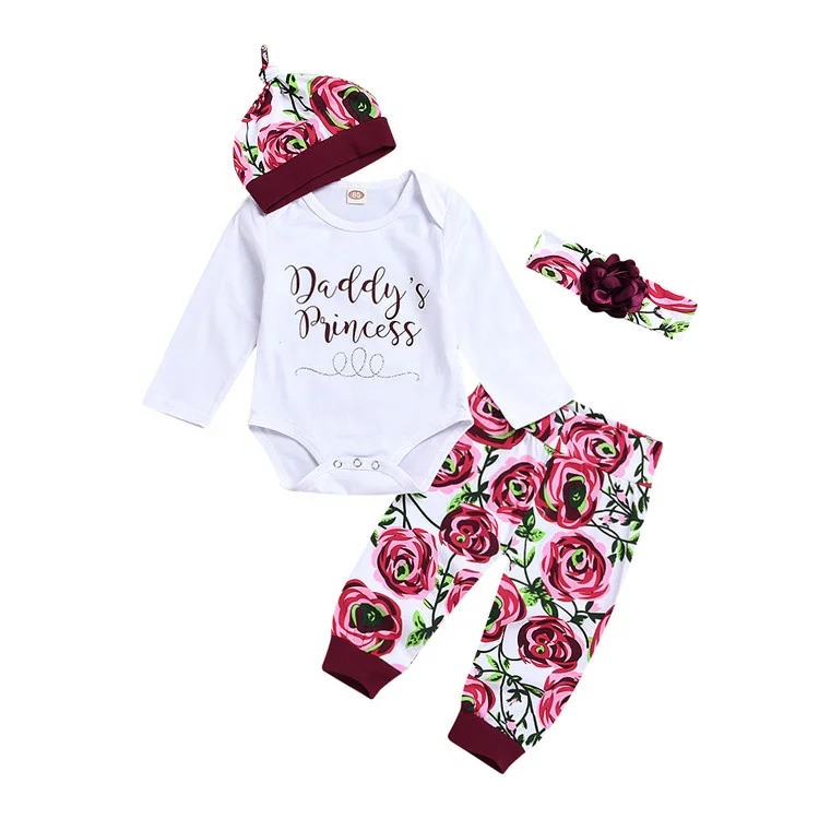 

Wholesale Four-Piece Printed Kid's Romper Kids Boutique Clothing Lounge Clothing Set Kids Clothing Baby Clothes