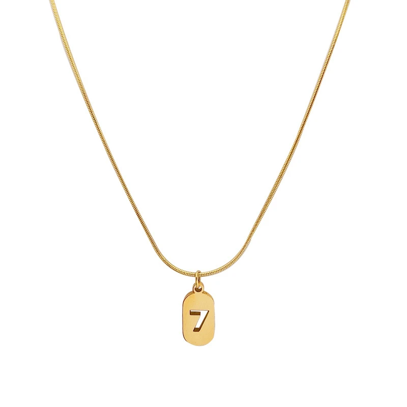 

Gold Filled Jewelry Stainless Steel Number 7 Pendant Necklace, Picture