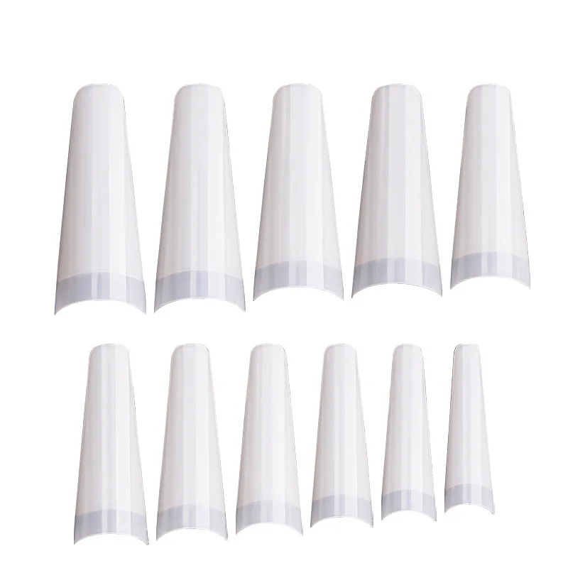 

500 Pcs/Bag  Transparent Artificial Nail Tips Virtual French XL Coffin Nail Tips Clear/Nature Flat Shape False Nails, Transparent/white/natural