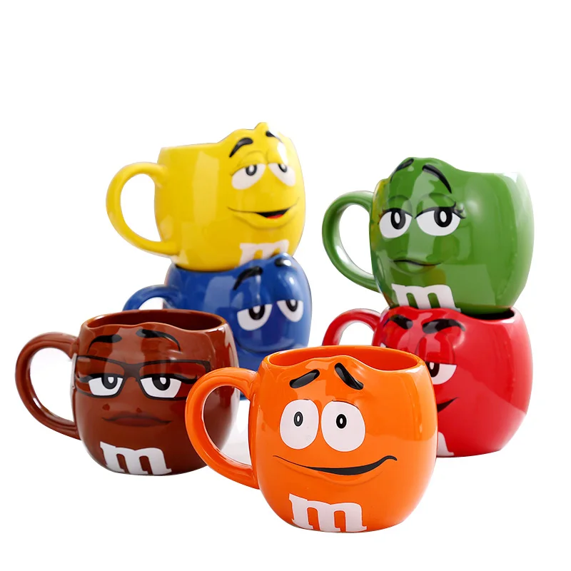 

600ML M M Bean Large Capacity Coffee Mug Breakfast Tea Milk Cups and Mugs With Spoon Customized Mug