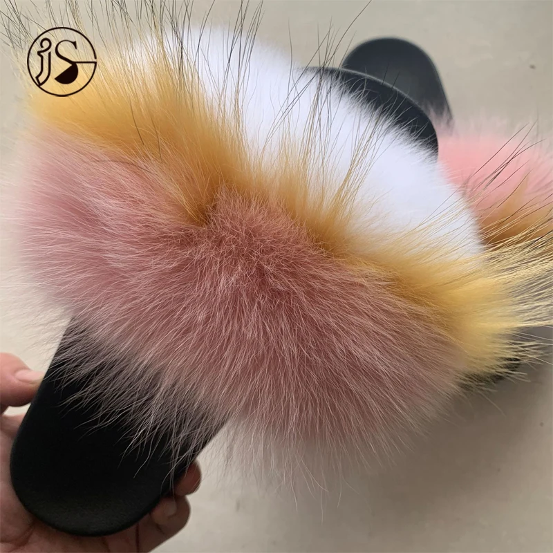 

2021 Hot Sales Custom Colorful Popular Furry Slides Wholesale women Slippers Plush Fashion Fur Slippers, Picture