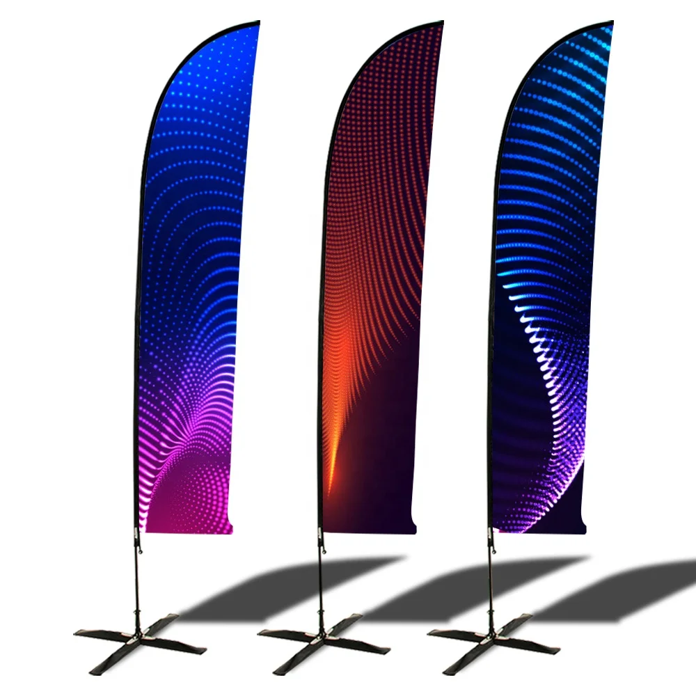 

Free Shipping To USA Printed logo feather teardrop custom double sided beach flag, Cmyk 4 color printing
