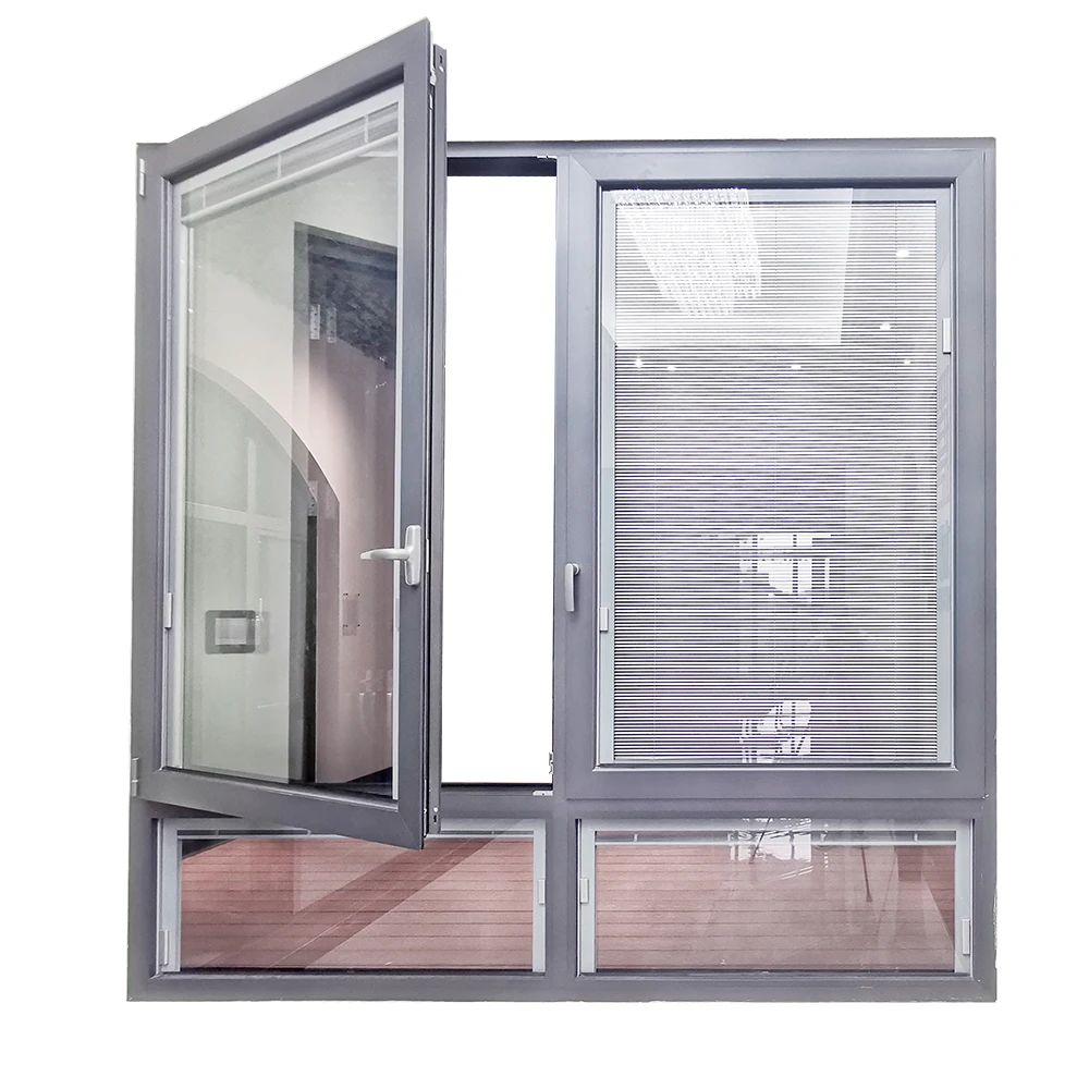 Thermal Break aluminum casement windows with built in blinds