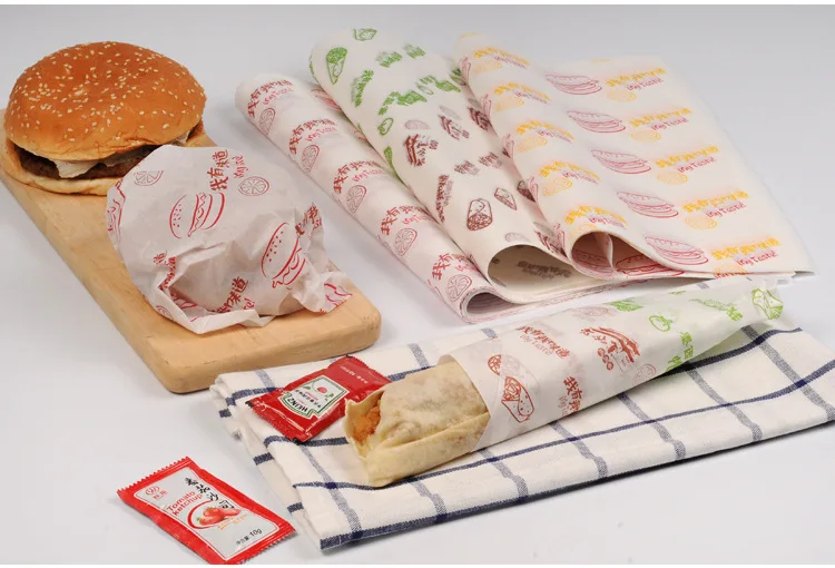 Custom Sandwich Wrap Paper Fast Food Packaging Oilproof Wax Paper For