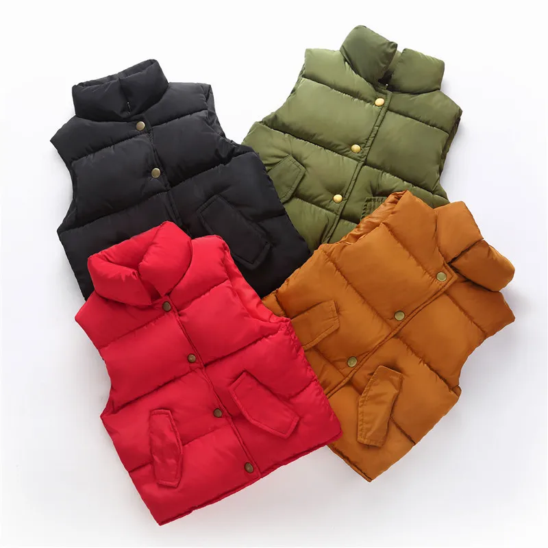 

Latest Design Children Clothing Solid Sleeveless Vest Little Girls Winter Coats Down Jackets, As picture