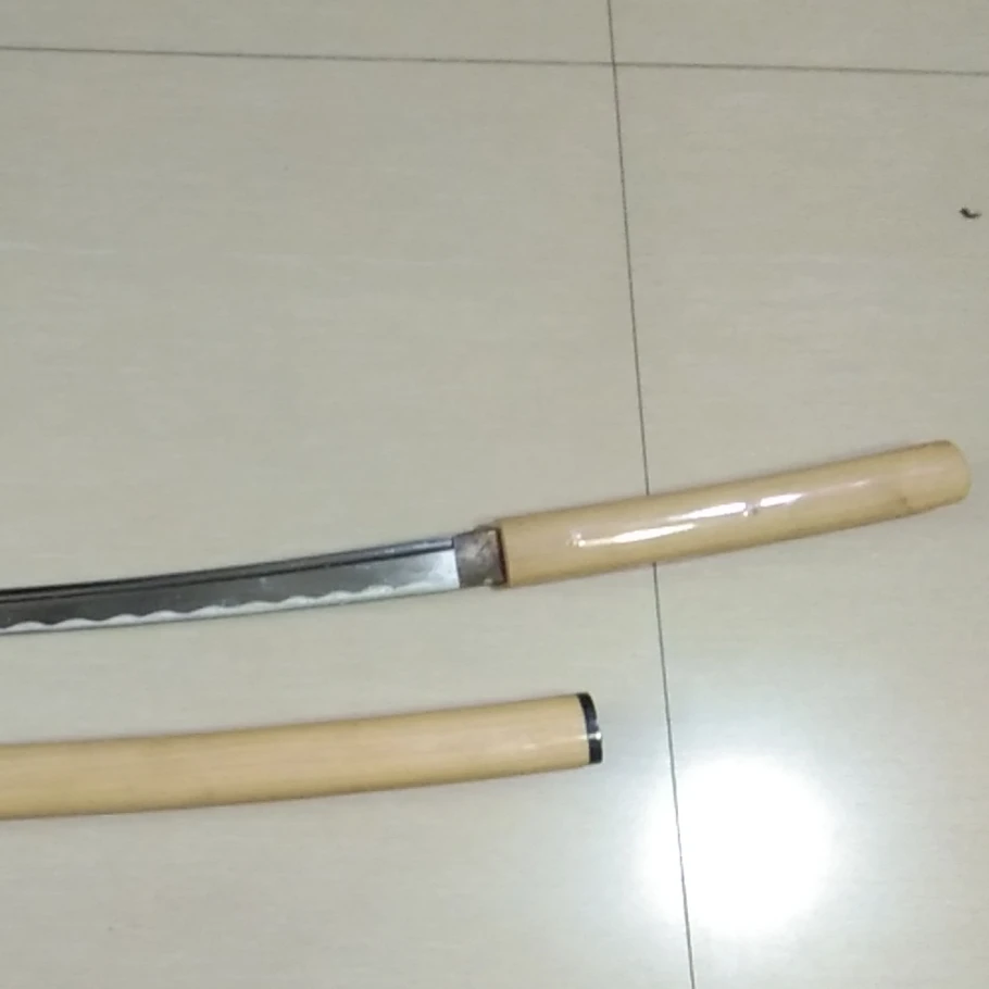 

Real natural color wooden shirasaya samurai katana Japanese sword with carbon steel blade made, Silver