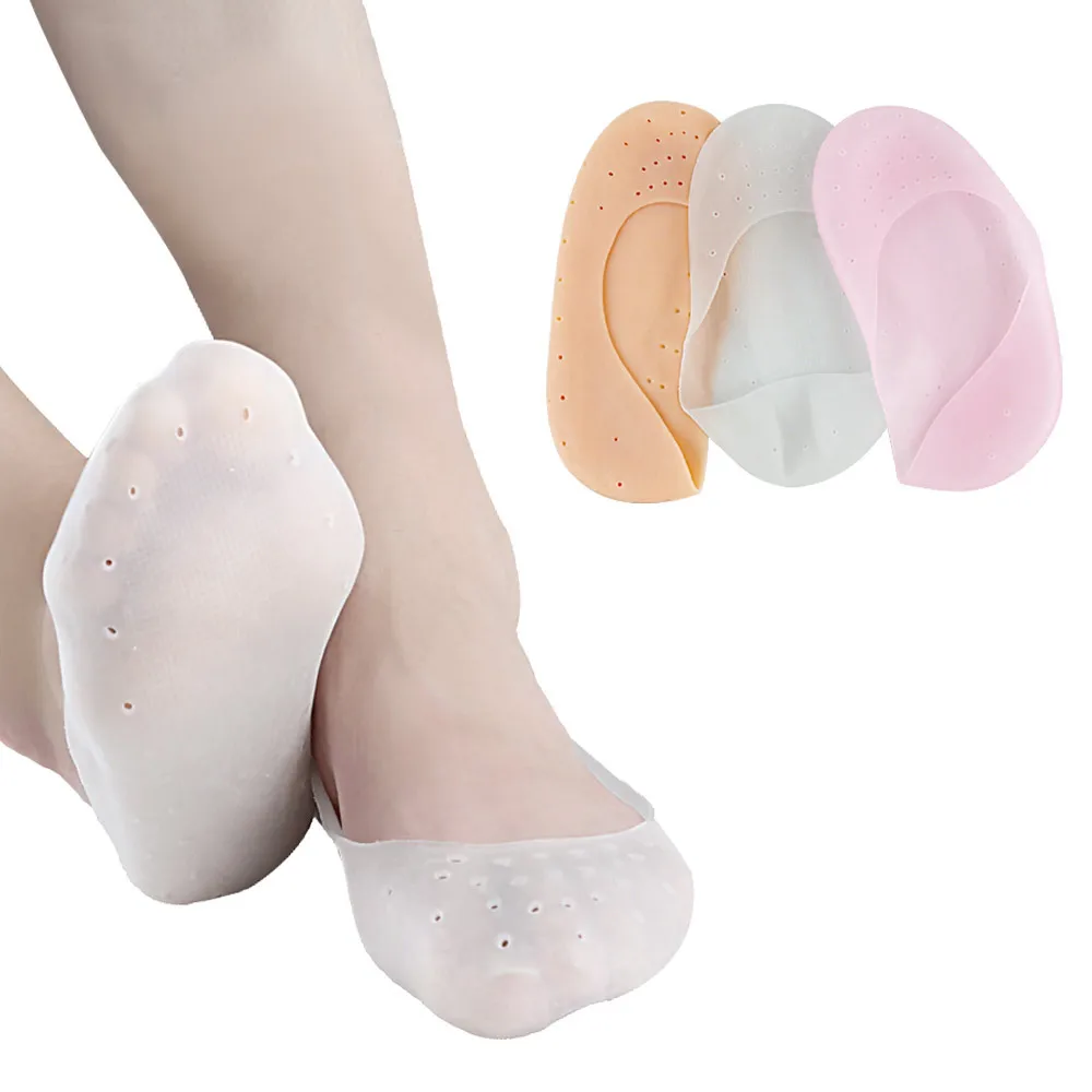

Full Length Soft Gel Silicone Plantar Fasciitis Foot Heel Arch Pain Pressure Relief Cushioning Insole Sleeve, White, skin tone, pink