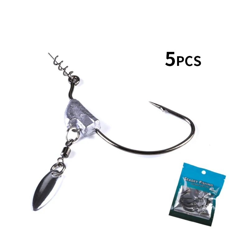 

Crank hook stream fish fishing single hooks mold carp with lead head sequins, Black chrome / tin