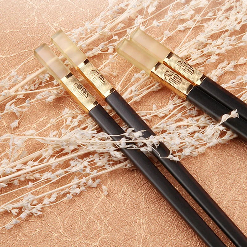 

1 Pair Household Chopsticks High-grade 99.9% Food Grade Plastic Amber Alloy for Gift Restaurant Food Sticks