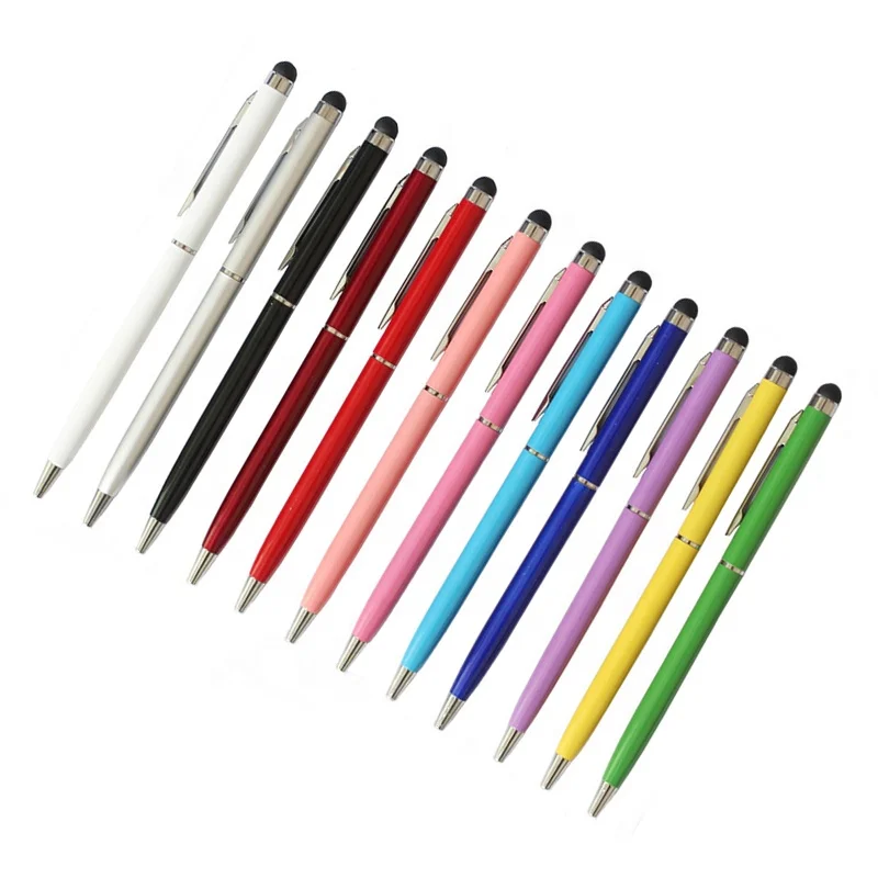 

Hot Selling 2 in 1 Promotional Gift Stylus Touch Screen Ball Point Pen Metal Active Capacitive Stylus Pen with Custom Logo