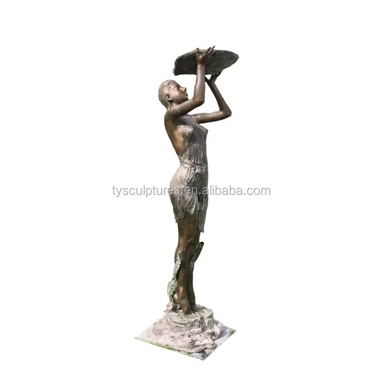 Decorative Water Feature Bronze Female Statue Water Fountain With Pot