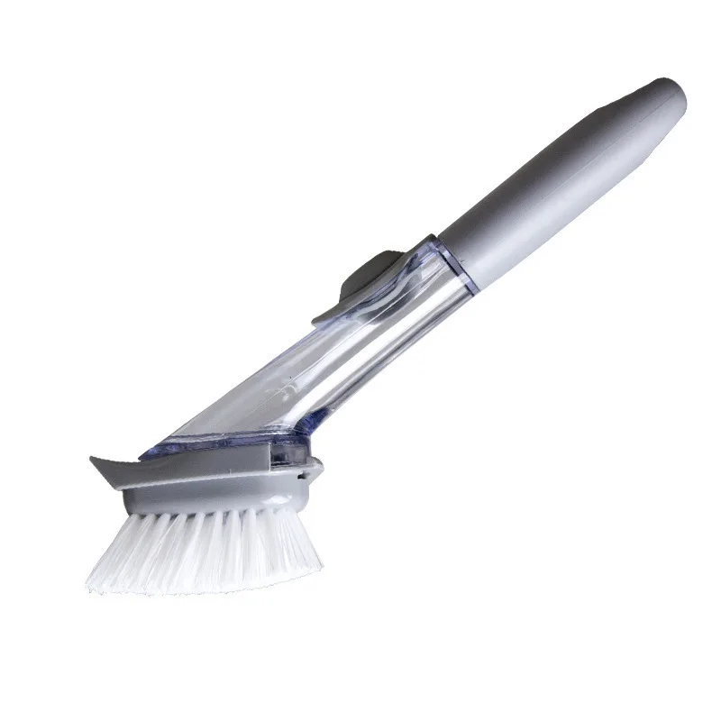 

Liquid Dish Soap Dispensing Dish Brush Kitchen Pressure Washing Brush, Grey white