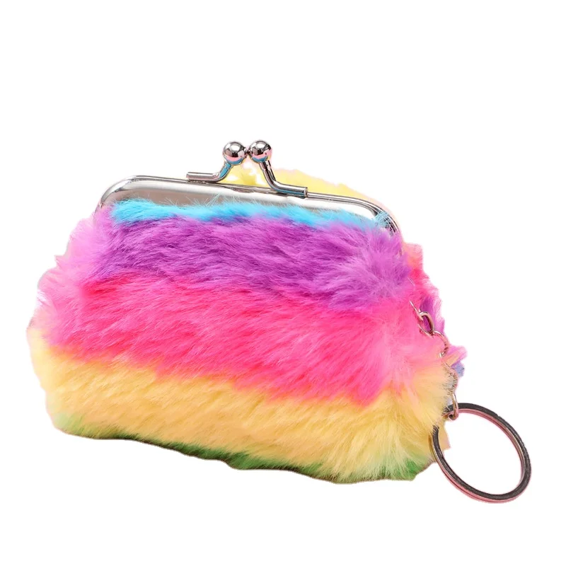 

Mini coin purse colorful plush cute coin purse keychain wallet women girl coin purse