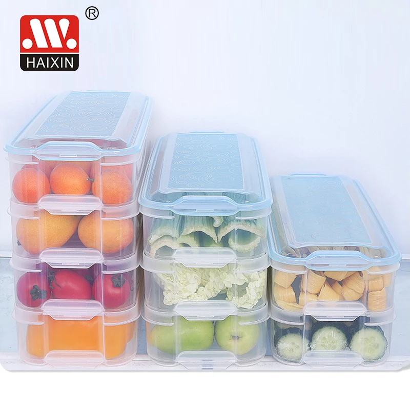 

Plastic 1 2 3 layers reusable refrigerator food storage box with lid for fruits vegetables food storage container