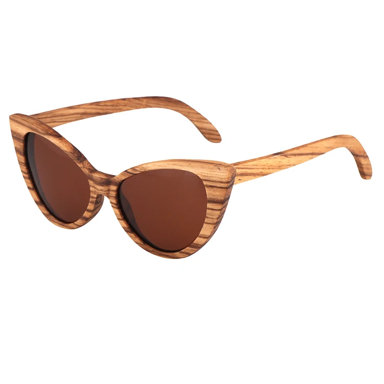 

Hot Sale Eco Friendly Recycle Wooden Bamboo Cat Eye Trendy Women's Shades Sunglasses Polarized Custom Wood Sunglasses